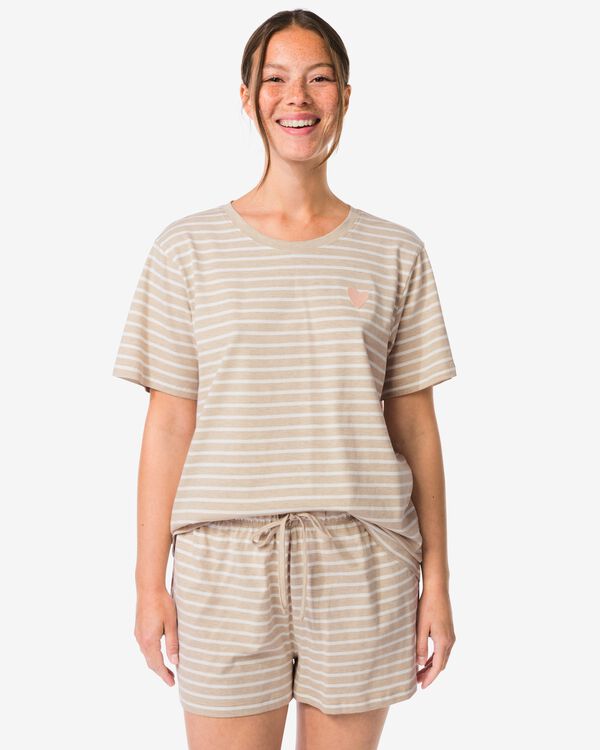 damesshortama jersey strepen naturel naturel - 23401530NATURAL - HEMA