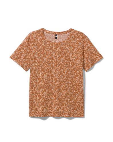 t-shirt femme Annie avec lin marron - 1000031351 - HEMA