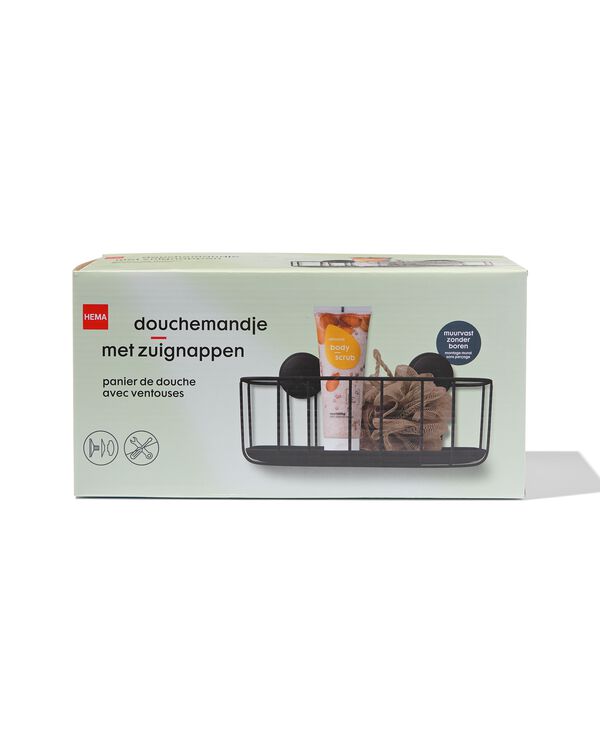 Duschkorb mit Saugnäpfen, schwarz - 80300154 - HEMA