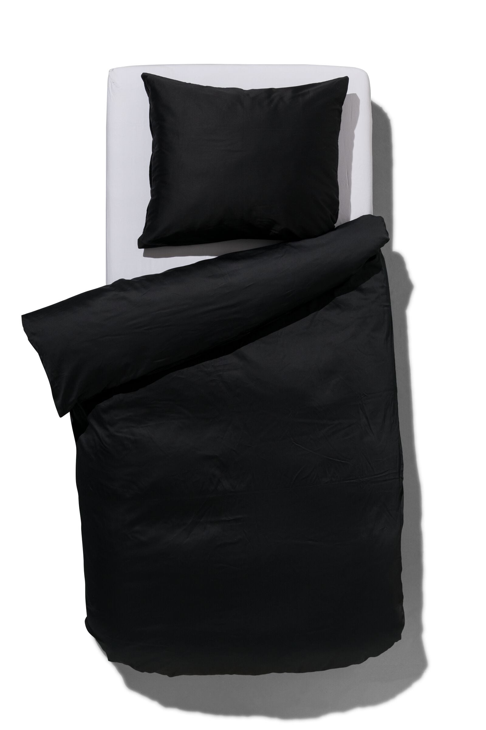 dekbedovertrek satijn 140x200/220 zwart - 5790273 - HEMA