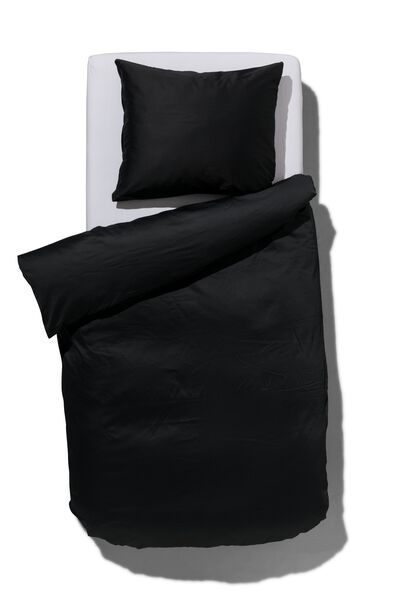 dekbedovertrek satijn 140x200/220 zwart - 5790273 - HEMA