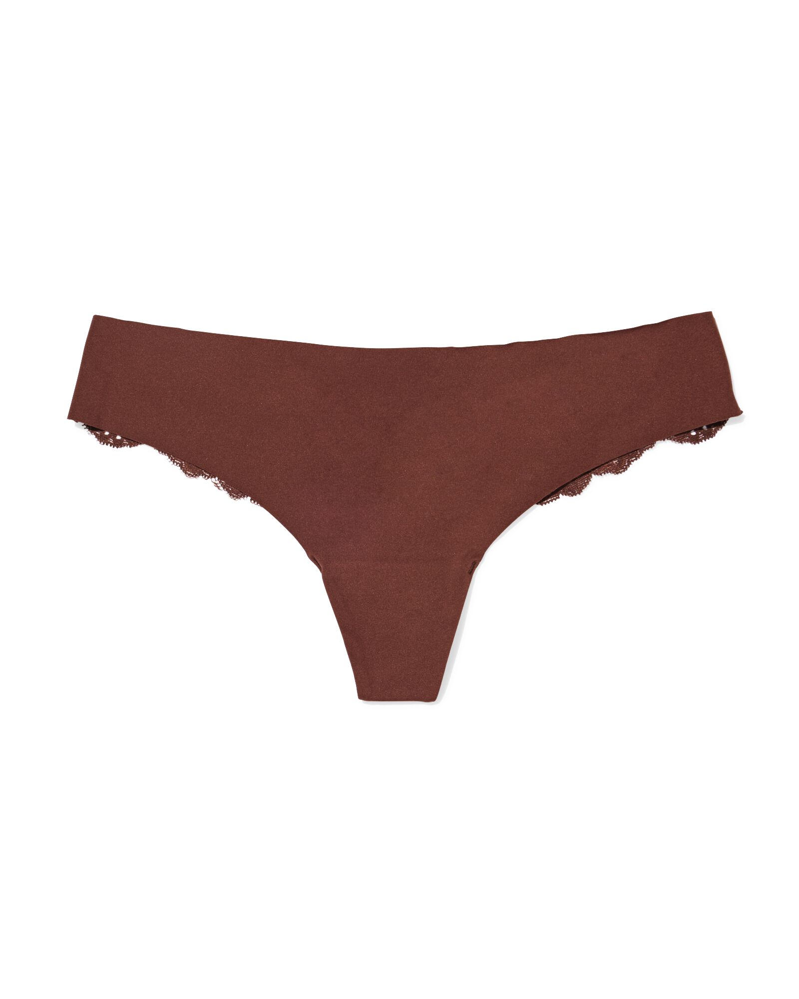damesstring micro lasercut met kant donkerbruin donkerbruin - 19671514DARKBROWN - HEMA