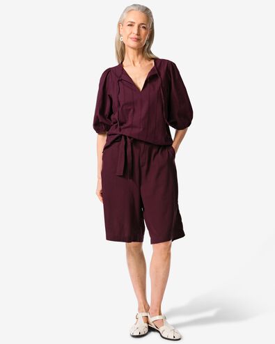 pantalon femme Dawn bermuda coupe classique bordeaux bordeaux - 36210650BURGUNDYRED - HEMA