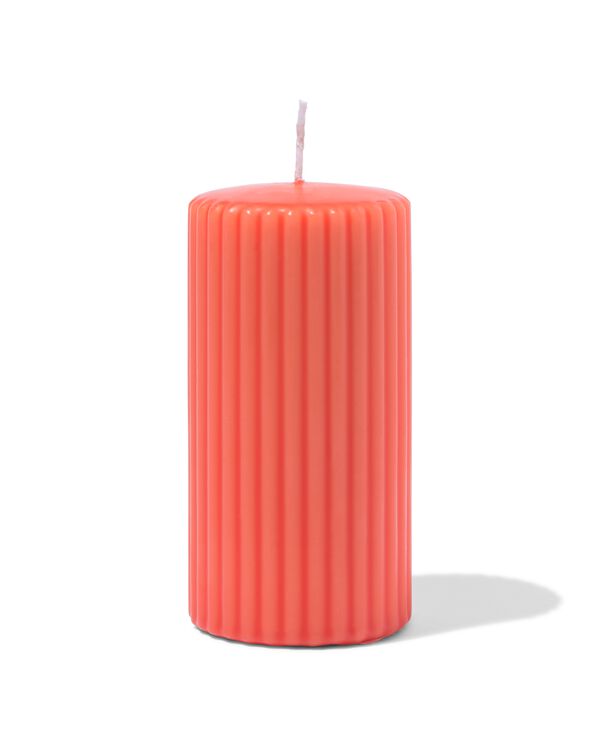 bougie pilier ⌀7x13cm nervur&eacute;e orange - 13509061 - HEMA