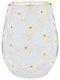 verre 500 ml fleurs blanches - 61150040 - HEMA