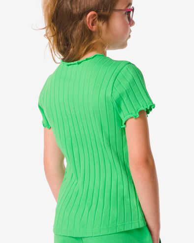 Kinder-T-Shirt, gerippt grün 98/104 - 30834048 - HEMA