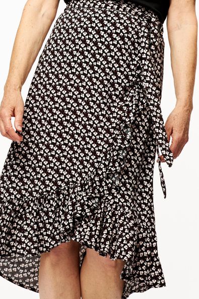 jupe portefeuille femme fleurs noir - 1000024338 - HEMA