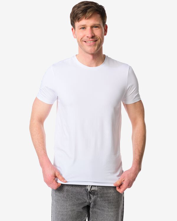 t-shirts homme slim fit col rond - lot de 2 blanc blanc - 34290560WHITE - HEMA