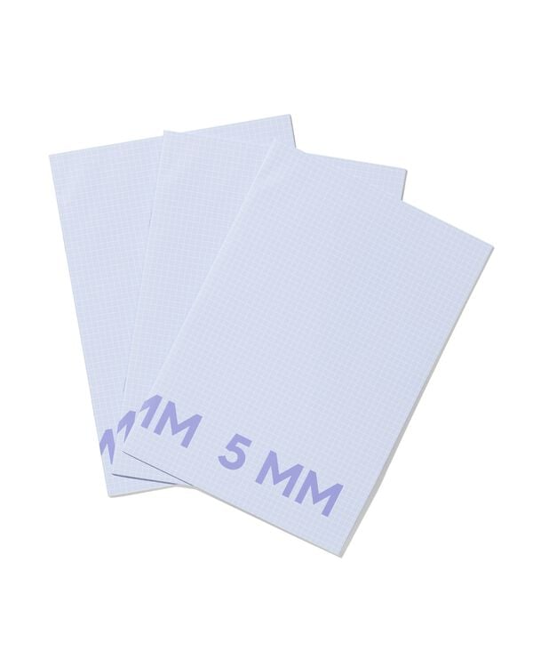 3 cahiers format A4 à carreaux 5mm bleu - 14120227 - HEMA