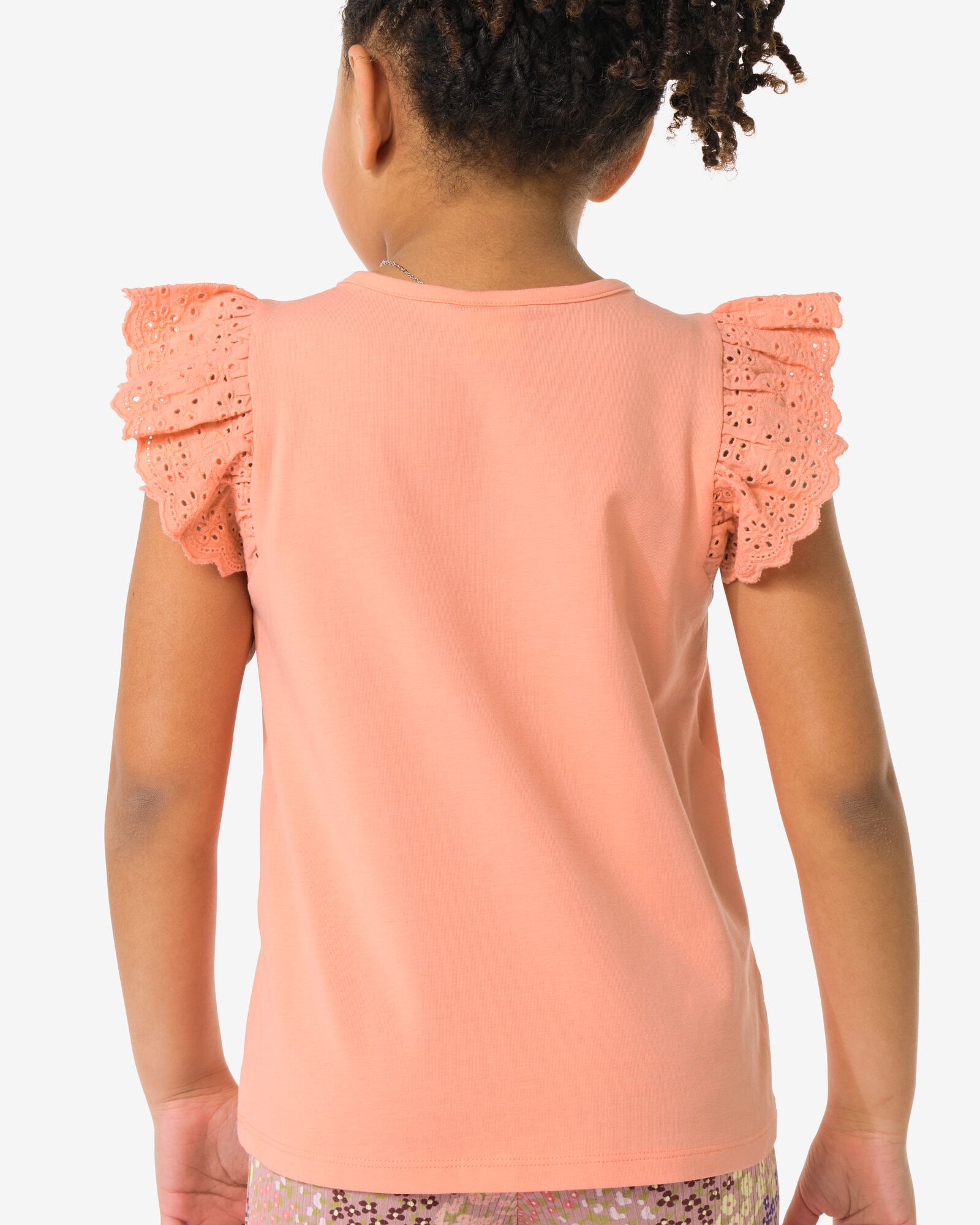 kindersinglets jersey geborduurd - 2 stuks koraal koraal - 30824506CORAL - HEMA