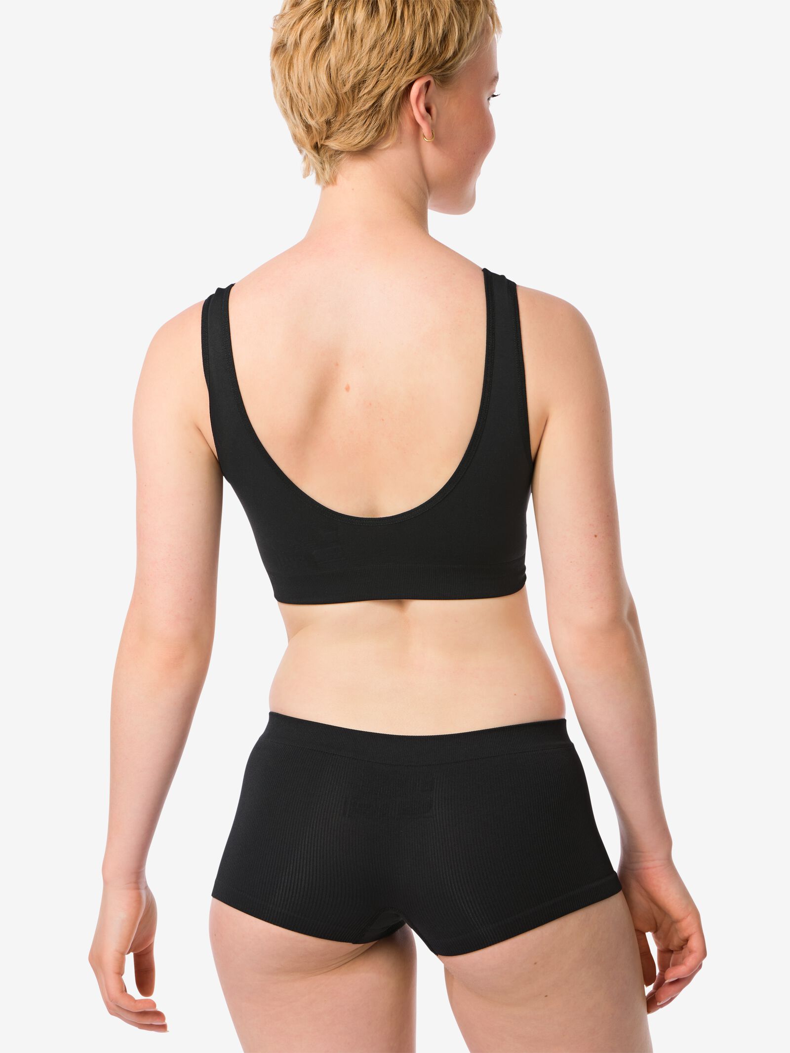 boxer femme sans couture c&ocirc;tel&eacute; noir noir - 21960104BLACK - HEMA