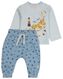 newborn set t-shirt en broek kat blauw - 1000024482 - HEMA