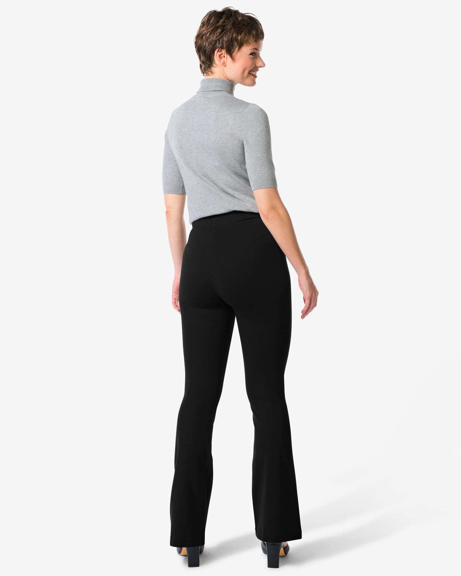 pantalon femme flared noir noir - 1000020615 - HEMA