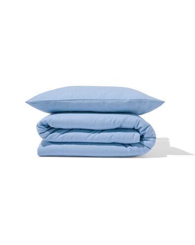 housse de couette 140x200/220cm flanelle &agrave; rayures bleu clair - 5700204 - HEMA
