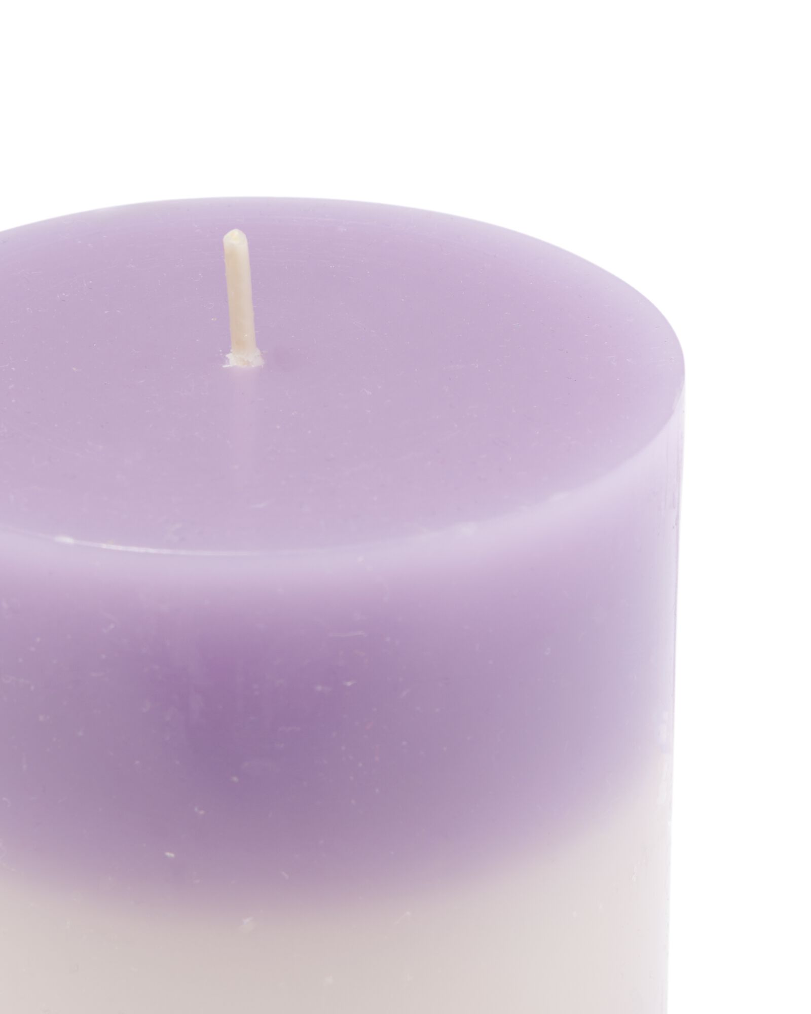 bougie cylindrique ⌀7x10cm rayures lilas-ivoire - 13506160 - HEMA