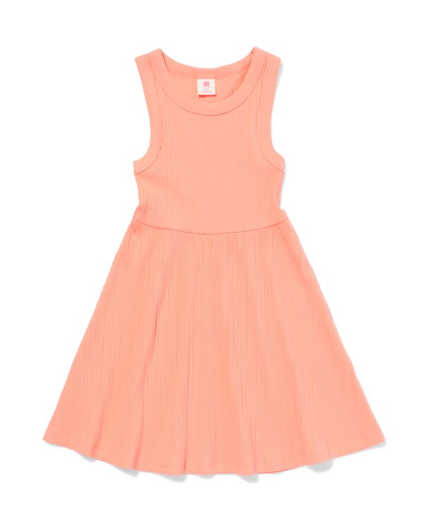 kinderjurk A-lijn rib koraal koraal - 30849119CORAL - HEMA
