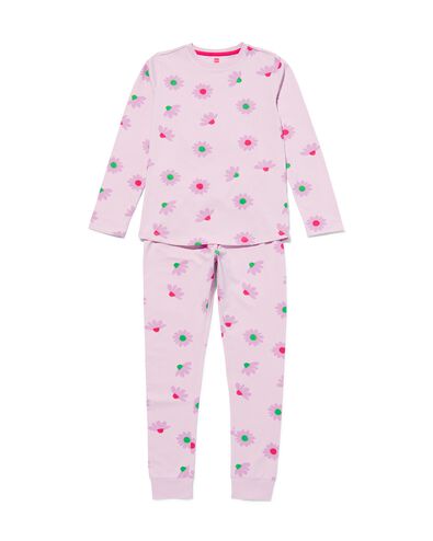 kinder pyjama stretch katoen bloemen lila 158/164 - 23011587 - HEMA