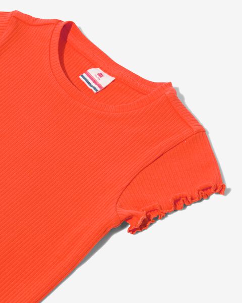t-shirt enfant orange avec côtes orange - 1000030938 - HEMA