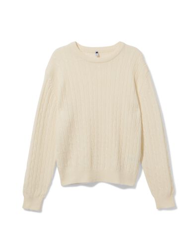 Damenpullover mit Zopfmuster Fiep eierschalenfarben eierschalenfarben - 36205160OFFWHITE - HEMA