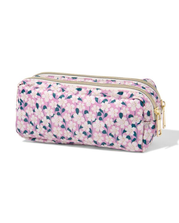 trousse double zip 22 x 6 x 10 cm, motif fleur - 14400460 - HEMA