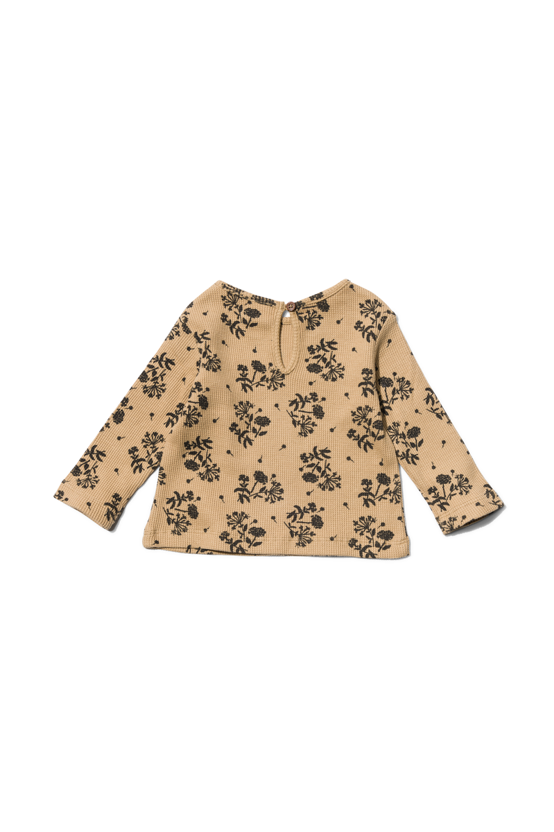 Baby-Shirt, Waffelstruktur Blumen sandfarben sandfarben - 1000028582 - HEMA