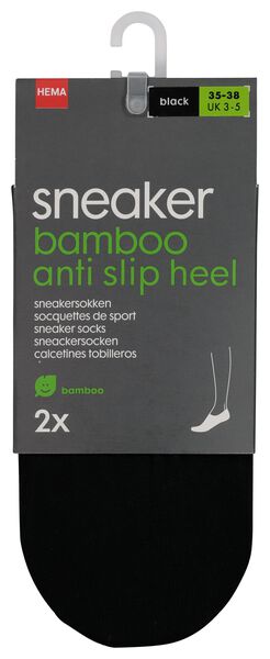 2 paires de socquettes pour sneakers femme avec bambou noir noir - 1000018885 - HEMA