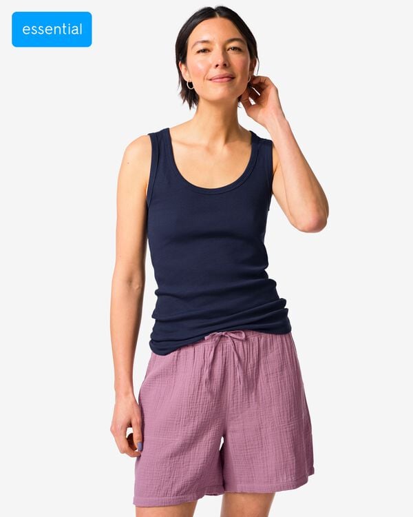 damessinglet Anouk rib donkerblauw donkerblauw - 36310570DARKBLUE - HEMA