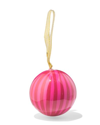 boule de No&euml;l 6 cm papier rayures &eacute;troites rose-rouge - 25100243 - HEMA