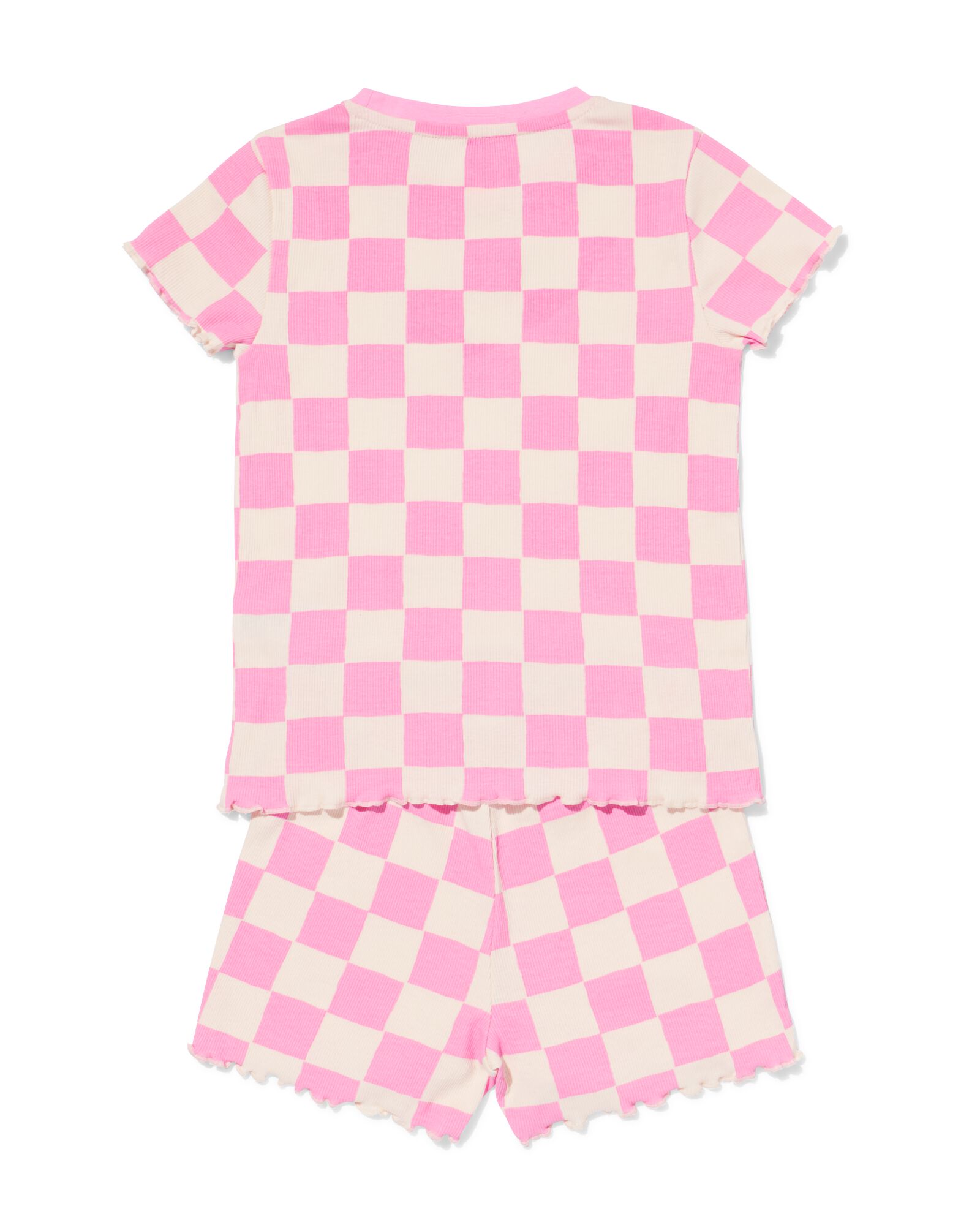 pyjacourt enfant c&ocirc;tel&eacute; carreaux rose - 23002960PINK - HEMA