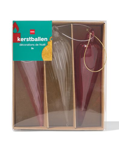 kerstballen set 14.5cm glas druppel - 3 stuks - 25101435 - HEMA