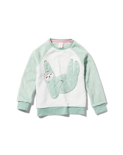 Kinder-Pyjama, Fleece/Baumwolle, Faultier hellgrün 98/104 - 23050063 - HEMA