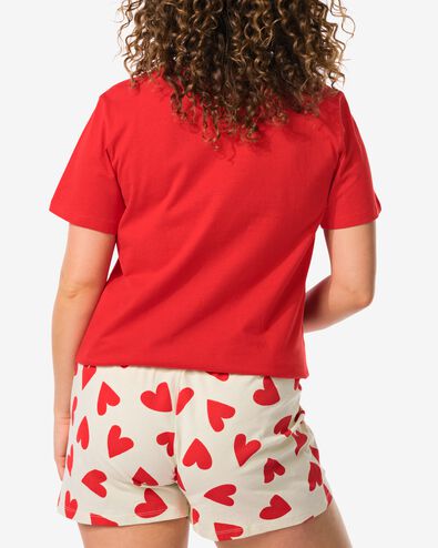 pyjacourt femme coton avec coeurs rouge M - 23480142 - HEMA