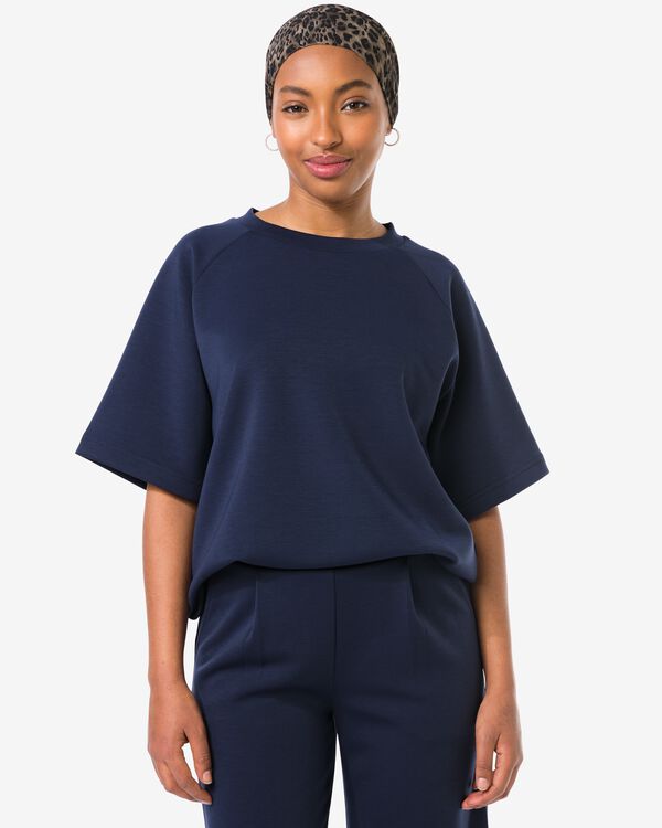 dames T-shirt Elly relaxed fit jersey donkerblauw donkerblauw - 36206830DARKBLUE - HEMA