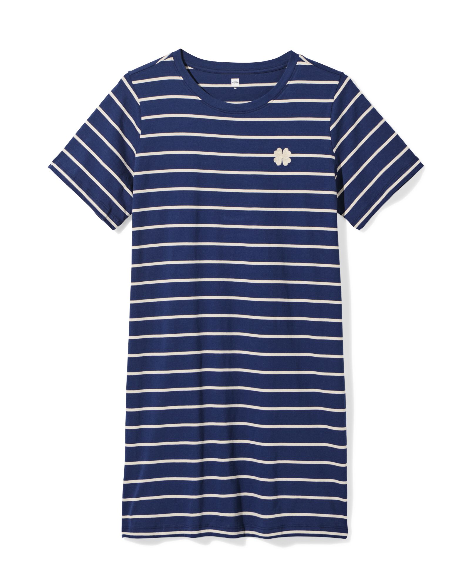 damesnachthemd katoen strepen donkerblauw S - 23420226 - HEMA