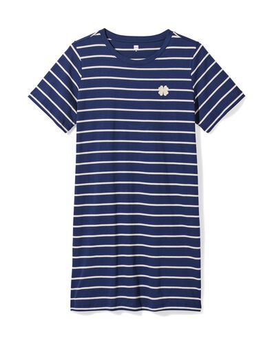 damesnachthemd katoen strepen donkerblauw S - 23420226 - HEMA