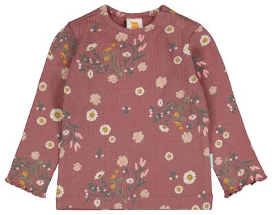 ensemble nouveau-né t-shirt et legging côtelé fleurs rose - 1000024485 - HEMA