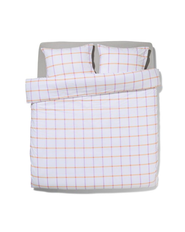 housse de couette 200x200/220 cm coton doux &agrave; carreaux lilas - 5760126 - HEMA