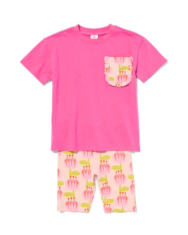 Kinderbekleidungsset Jersey, Blumen dunkelrosa dunkelrosa - 30848004DARKPINK - HEMA