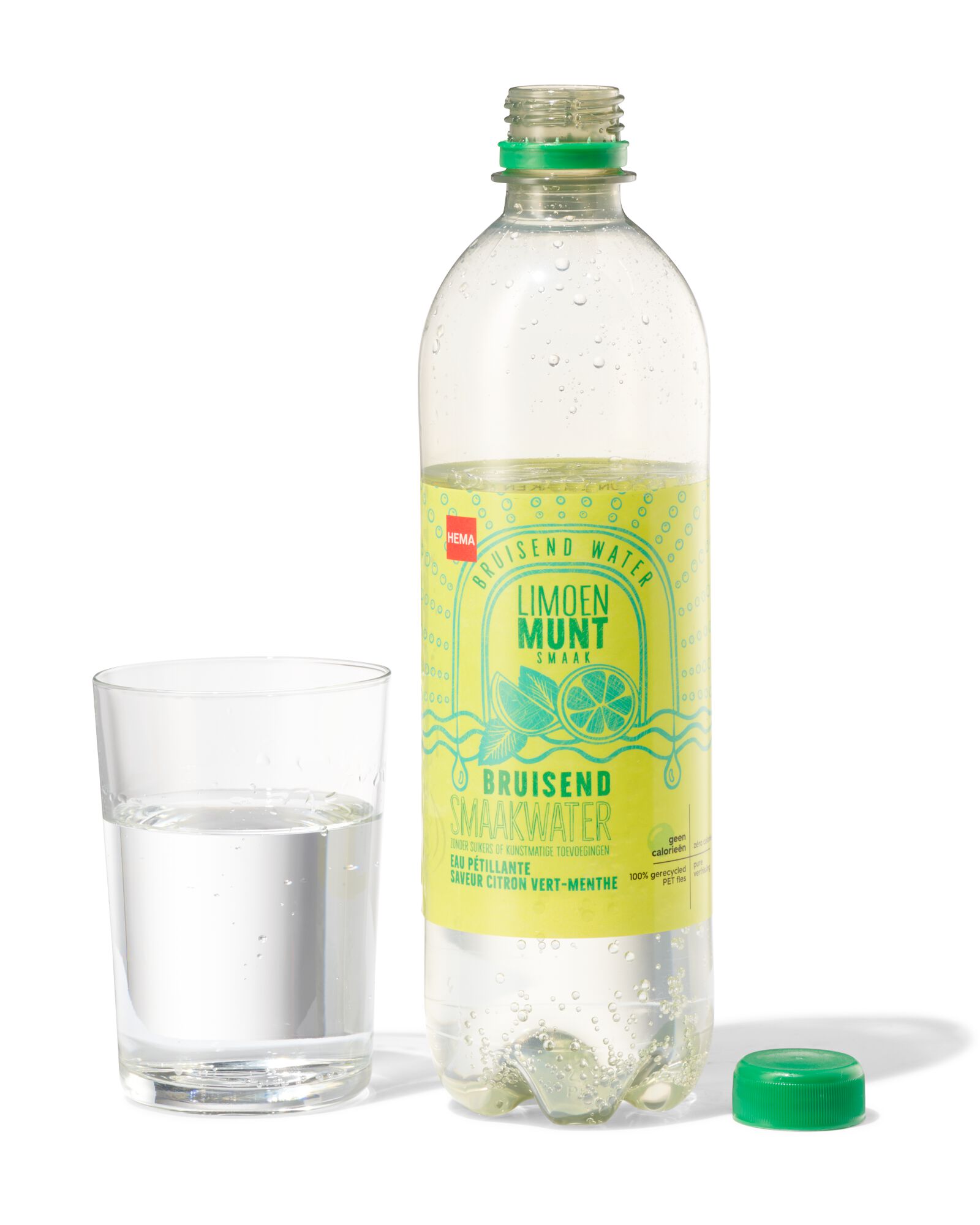 bruisend smaakwater limoen-munt 600ml - 17410102 - HEMA
