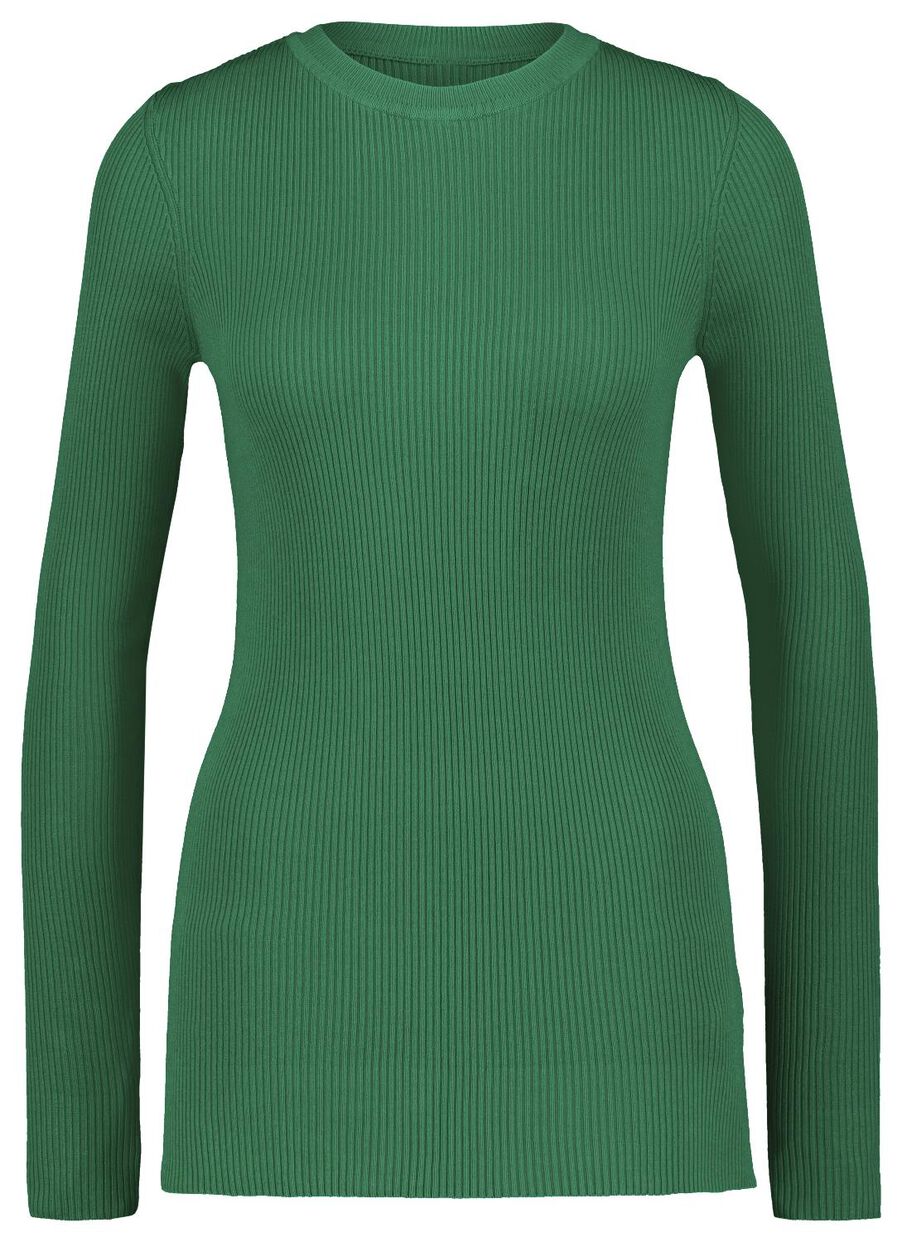 women’s sweater ribbed Louisa green - HEMA