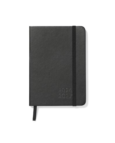 agenda scolaire 2026-2027 11x15,3cm faux cuir noir - 14505644 - HEMA