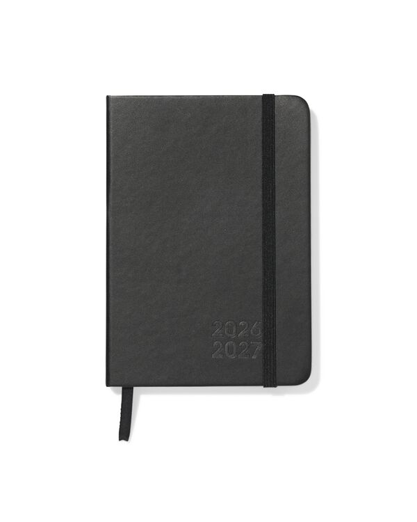 agenda scolaire 2026-2027 11x15,3cm faux cuir noir - 14505644 - HEMA