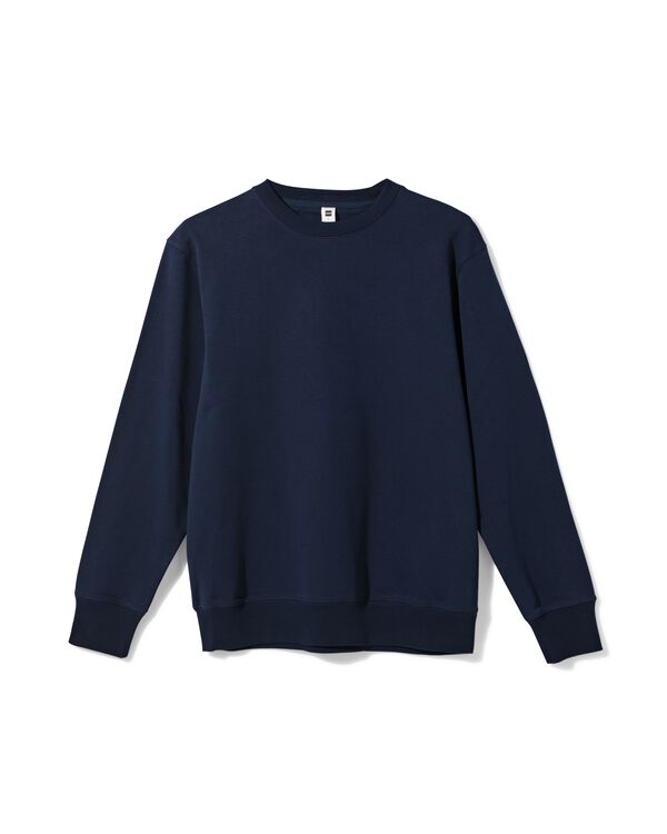 herentrui Daryl regular fit sweatstof donkerblauw donkerblauw - 2148130DARKBLUE - HEMA