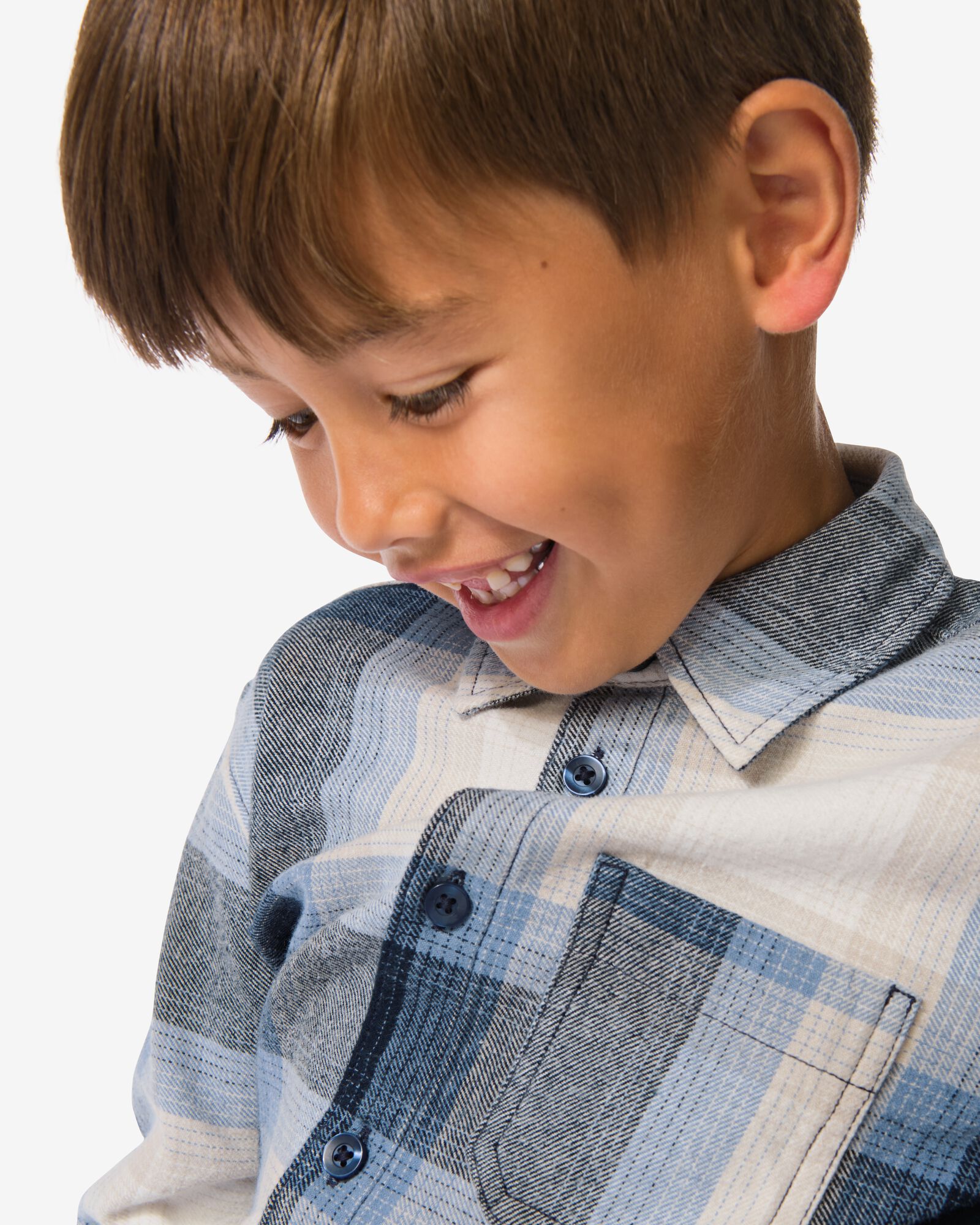 chemise enfant carreaux bleu - 30700401BLUE - HEMA