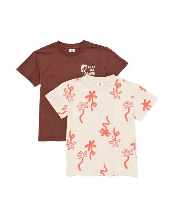 kinder T-shirt planten - 2 stuks bruin bruin - 30717003BROWN - HEMA