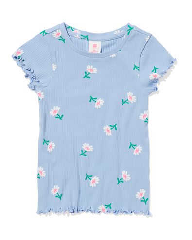 t-shirt enfant avec côtes bleu bleu - 30836206BLUE - HEMA
