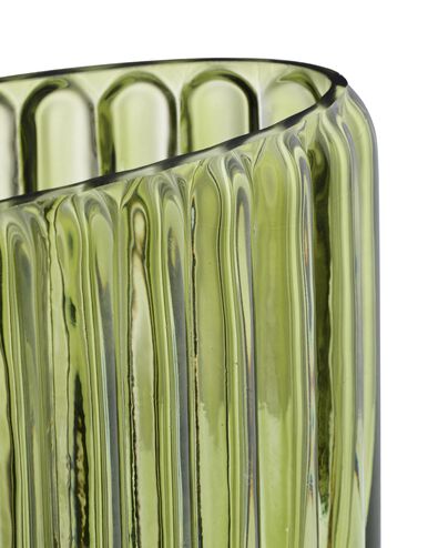 vase ⌀8x20cm verre ovale vert - 13325007 - HEMA