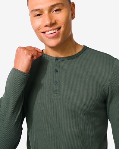 Herren-Loungeshirt, Baumwolle mit Waffeloptik grün grün - 23672640GREEN - HEMA