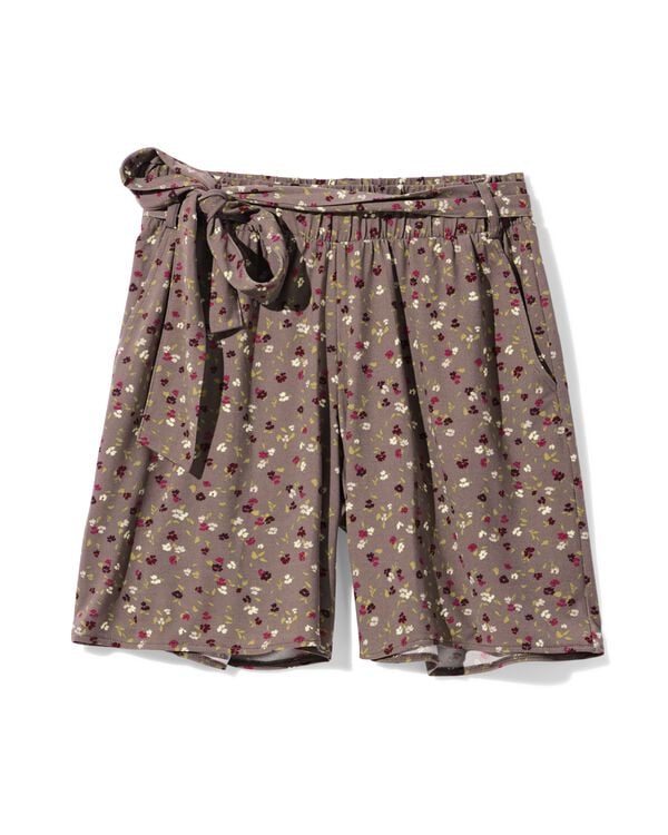 damesshort Remmy wide fit jersey bloemen bruin bruin - 36207980BROWN - HEMA