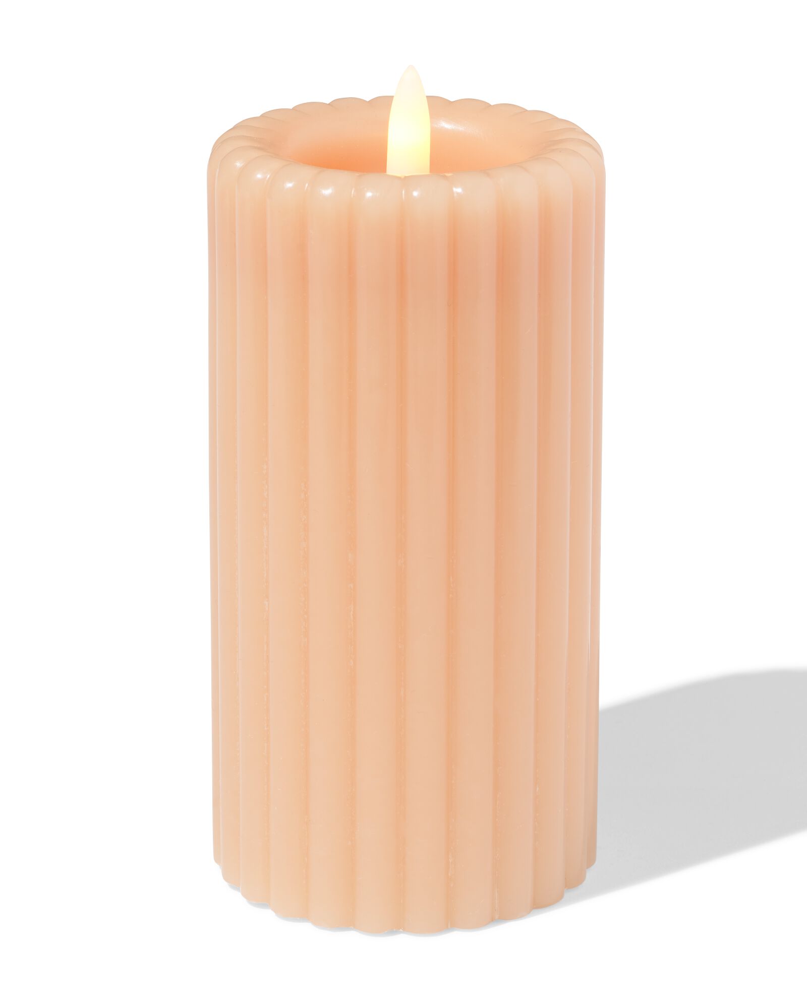 led kaars ⌀7.5x15cm ribbel naturel - 13550131 - HEMA